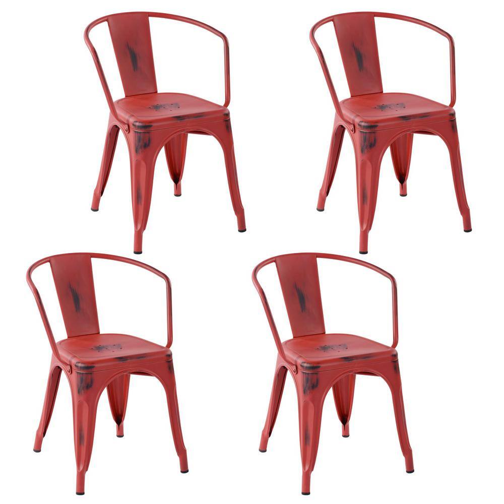 red metal dining chair