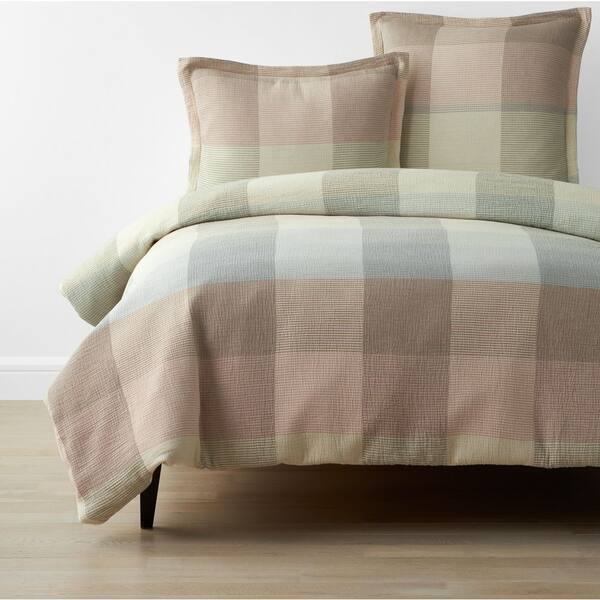 The Company Store Company Organic Cotton Logan Stripe Red/Blue Multi Twin Cotton Duvet Cover