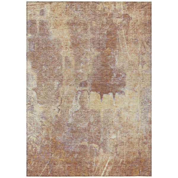 Chantille Machine Washable Indoor/Outdoor Abstract ACN2226 Terracotta 8 ft. x 10 ft. Area Rug
