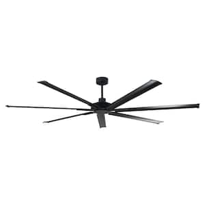 100 in. Indoor/Outdoor Industrial Matte Black 7-Blade Ceiling Fan with Remote Control and Reversible DC Motor