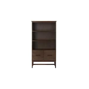 61 in. Smoke Brown Wood Adjustable 3-Shelf Standard Bookcase