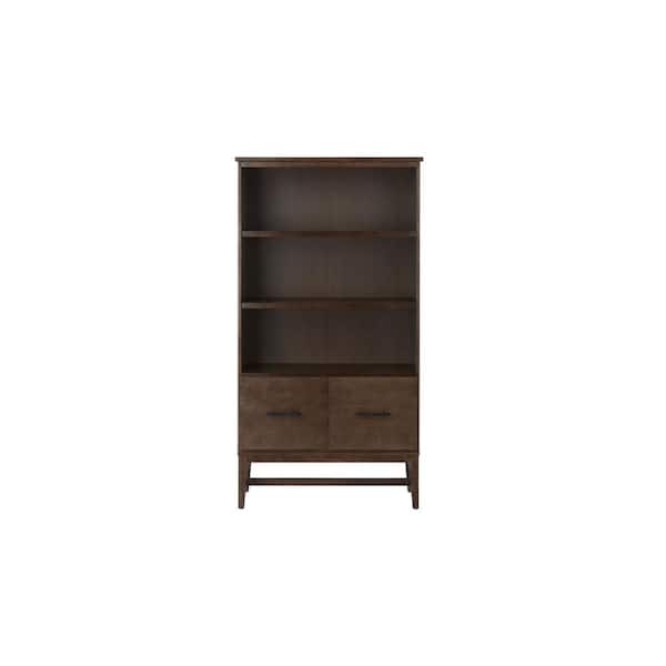 Home Decorators Collection 61 in. Smoke Brown Wood Adjustable 3-Shelf Standard Bookcase