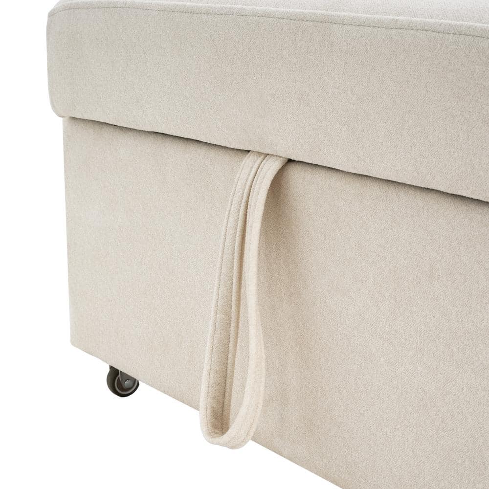 Beige Cotton Linen 3-in-1 Convertible Sleeper Sofa Chair