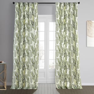 Kupala Eternal Green Printed Cotton 50 in. W x 84 in. L Rod Pocket Room Darkening Curtain (1 Panel)