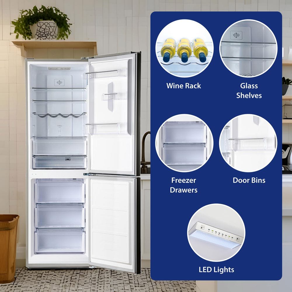 EcoSlim 11.5 cu.ft Stainless Steel Bottom Freezer Refrigerator with Wine Rack