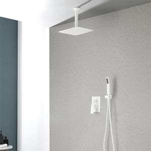 1-Spray Pattern with 2.5 GPM 16 in. Ceiling Mount Dual Shower Heads in White