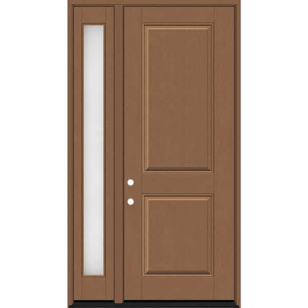 Steves & Sons Regency 51 in. x 96 in. 2P Squaretop RHIS AutumnWh Stain Mahogany Fiberglass Prehung Front Door w/Obscure12in. SL 4-9/16