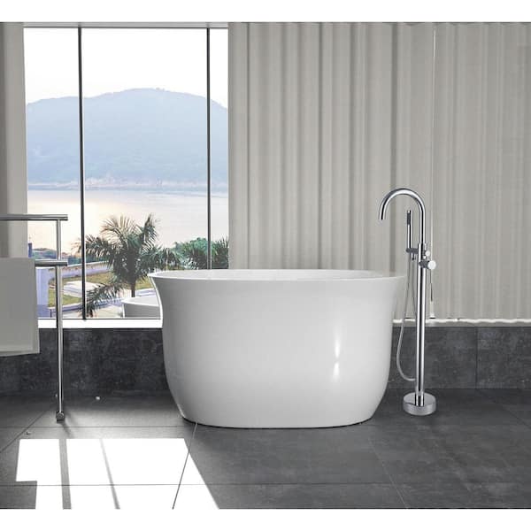 Maincraft Freestanding 47 in. Contemporary Design Acrylic Flatbottom Soaking Tub Bathtub in White