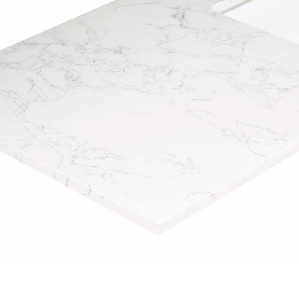 Ceres 61" Grain White Engineered Stone Vanity Top with Double Sinks
