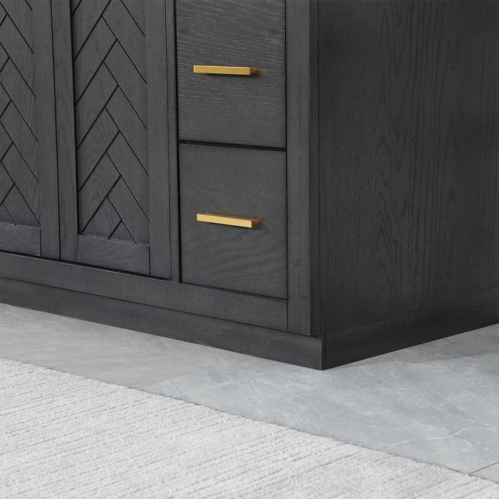 Gazsi 48" Brown Oak Bathroom Vanity with White Stone Countertop