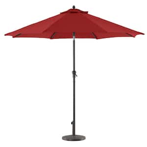 9 ft. Aluminum Market Crank and Tilt Patio Umbrella in Red