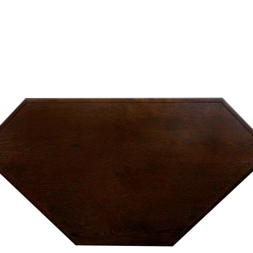 Chocolate Oak Corner Desk with Drawer and Shelf