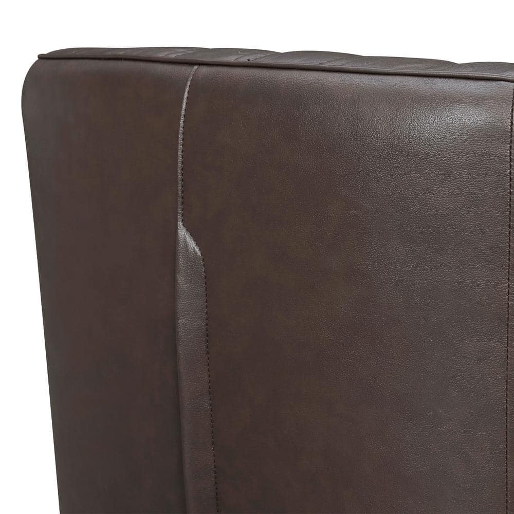 Espresso Geometric Leather Swivel Barrel Accent Chair