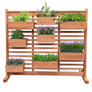 70 in. W x 21 in. D x 60 in. H Brown Wooden Cedar Vertical Garden Planter Wall