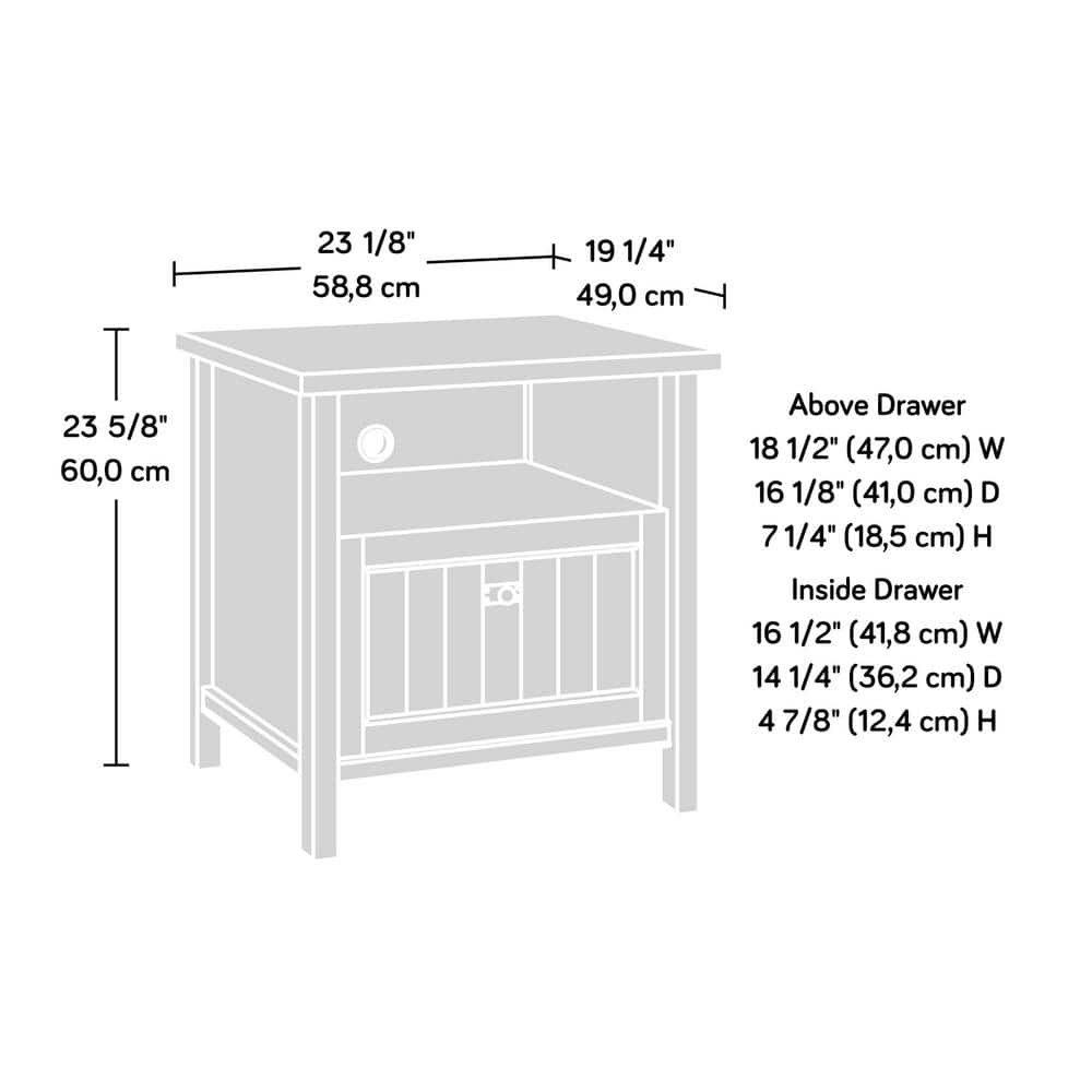 Chalked Chestnut Engineered Wood Nightstand with Cubbyhole Storage