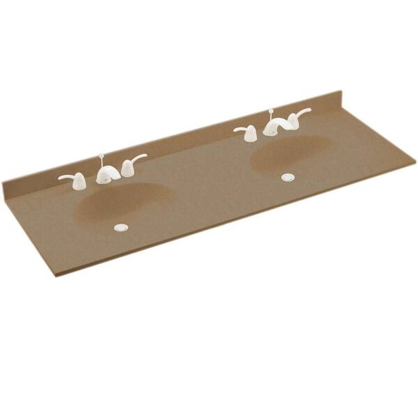 Swanstone Chesapeake 73 in. W Solid Surface Double Basin Vanity Top in Barley with Barley Basin