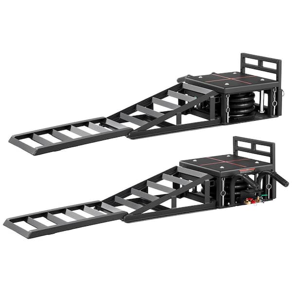 Air Portable Car Lifts, 11023 lbs. /5 Ton Capacity, 12.6 in. Max Height, Ramp Jacks w/ Wheel Chocks Heavy-Duty (2 Piece)