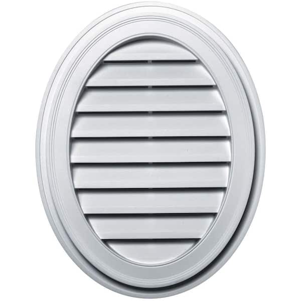 Builders Edge 21 in. x 27 in. Oval White Plastic Weather Resistant Gable Louver Vent