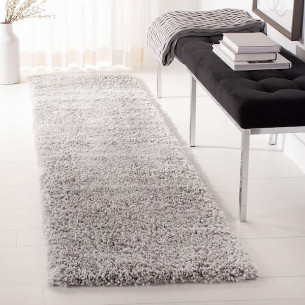 Fontana Shag 2 ft. x 12 ft. Gray Solid Runner Rug