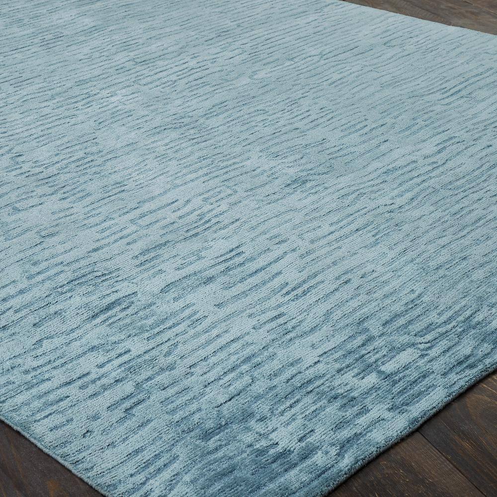 Aegean Blue Handmade Geometric Wool & Viscose Rug 2' x 3'