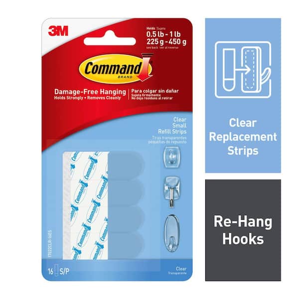 Small Replacement Strips Re-Hang Indoor Hooks 20-Strips White 1 