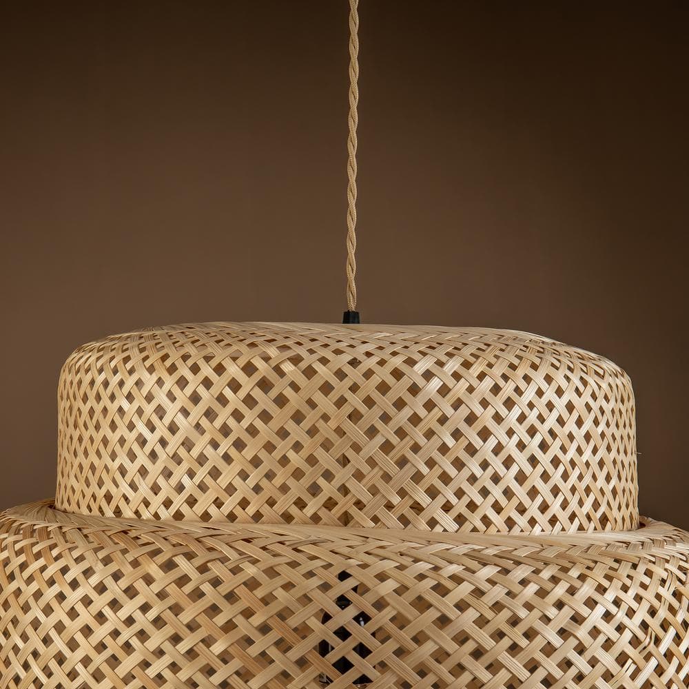 Drusilla 20" Handcrafted Rattan Pendant Light in Natural Brown