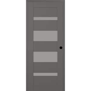 Mirella DIY-Friendly 28 in. x 84 in. Left-Hand 5-Lite Frosted Glass Gray Matte Composite Single Prehung Interior Door