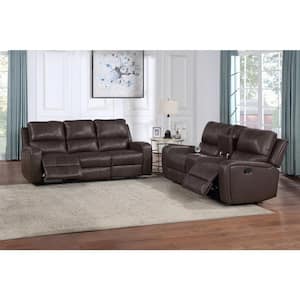 New Classic Furniture Linton 2-Piece Brown Leather Manual Living Room Set