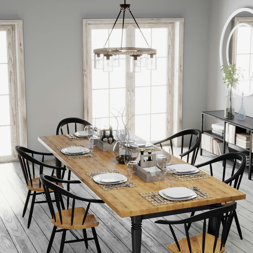 Onyx Bengal Rustic Wood & Bronze 6-Light Chandelier