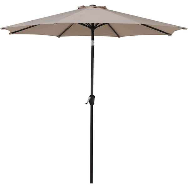 Unbranded 9 ft. Market Patio Umbrella Outdoor Table Umbrella with 8 Sturdy Ribs, Push Button Tilt & Crank for Garden in Champagne