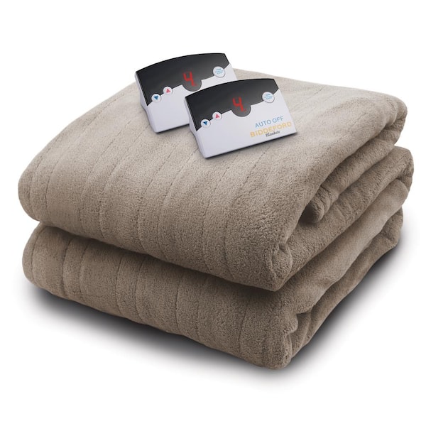 Biddeford Blankets 2034 Series Micro Plush Heated 100 in. x 90 in. Taupe King Size Blanket