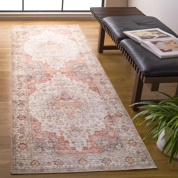 Arizona 3 ft. x 8 ft. Beige/Rust Oriental Runner Rug