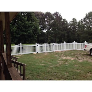 Hampshire 10 ft. W x 5 ft. H White Vinyl Picket Fence Double Gate Kit Includes Gate Hardware