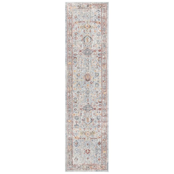 SAFAVIEH History 2 ft. x 8 ft. Light Gray/Rust Distressed Oriental ...