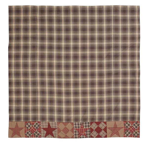 Dawson Star 72 in Brown Khaki Burgundy Patchwork Shower Curtain