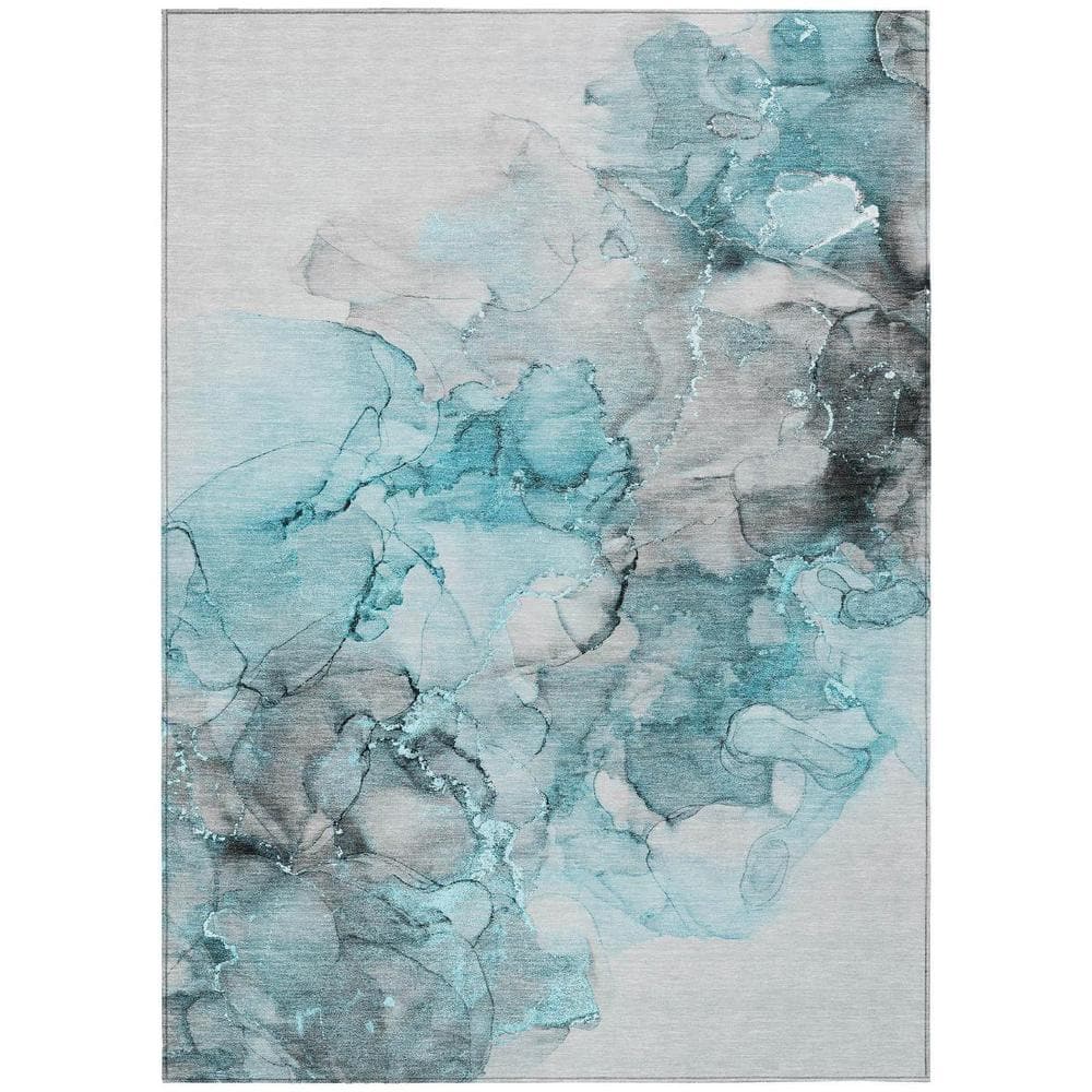 Teal 8 ft. x 10 ft. Woven Abstract Polyester Rectangle Indoor/Outdoor Area Rug price history on PriceWatchPro