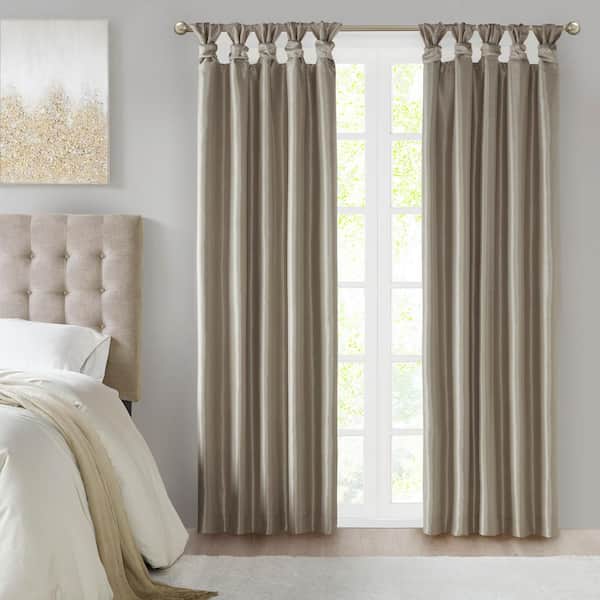 Madison Park Natalie Pewter Polyester 50 in. W x 84 in. L Twist Tab Total Blackout Curtain (Single Panel)