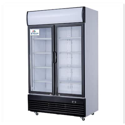 52 in. W 29 cu. ft. Commercial Refrigerator Merchandiser with 2-Swing Glass Doors in White Coated Steel