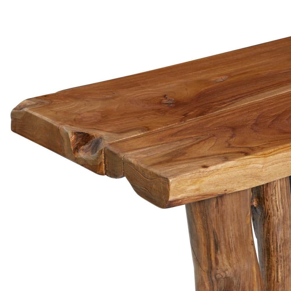 Teakwood Live Edge Console Table with Storage, 35" Brown