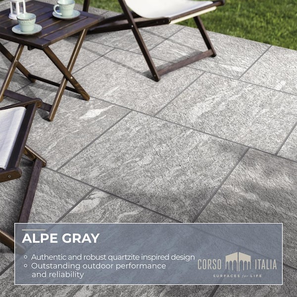 Corso Italia Sample - Alpe Silver 6 in. x 6 in. x 0.75 in. Quartzite Stone Look Porcelain Paver