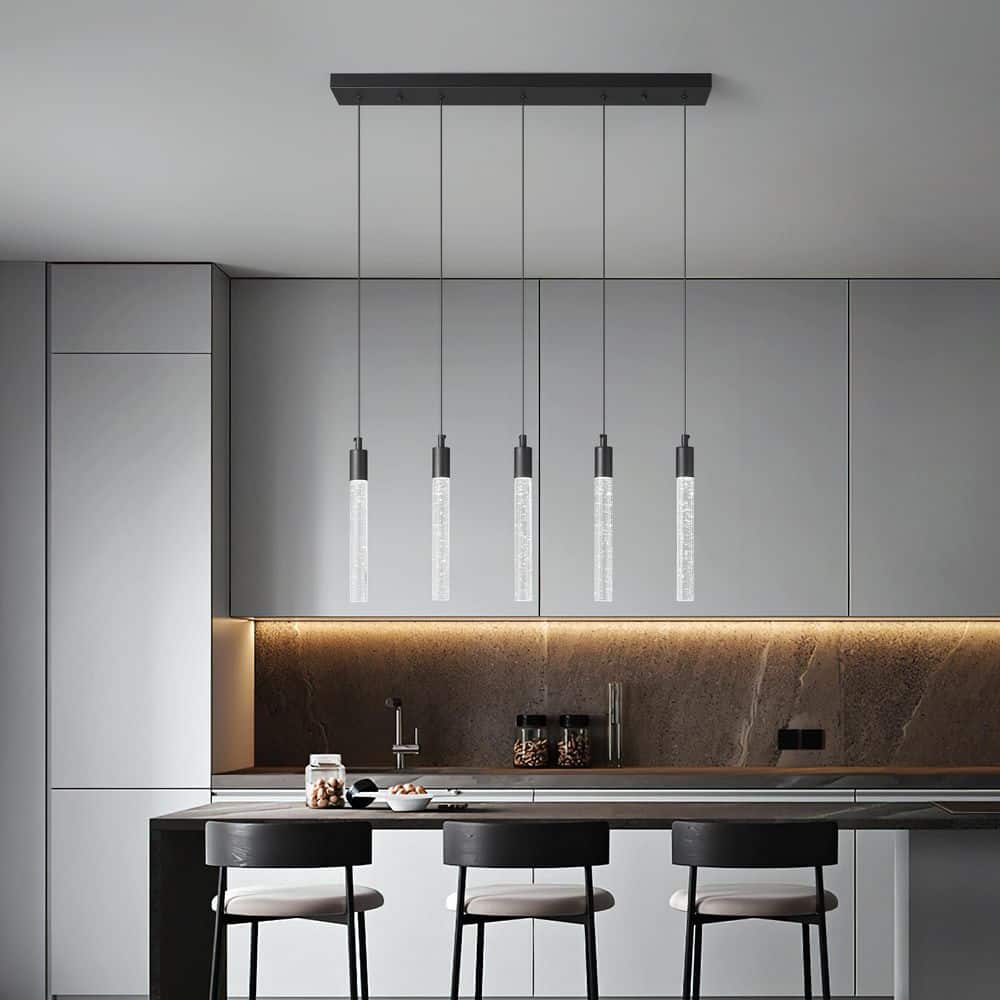 Home Light 30-Watt 5 Lights Black Integrated LED Mini Pendant Light with Crystal Shade, 1-Pack price history on PriceWatchPro