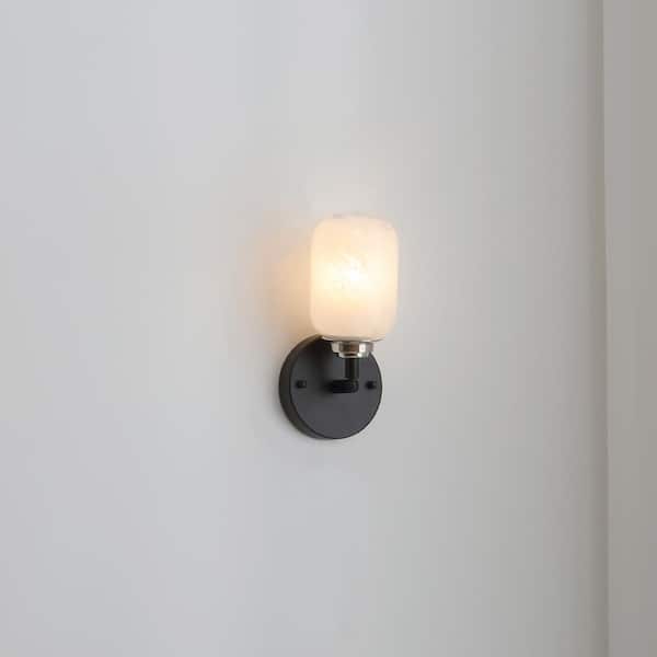Seren 1-Light Matte Black Wall Sconce - Modern Style Rotatable Wall Lamp with Handmade Glass Shades - 11in W