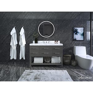 Elizabeth 48 in. W x 22 in. D Vanity in Sapphire Gray with Marble Vanity Top in Carrera White with White Basin