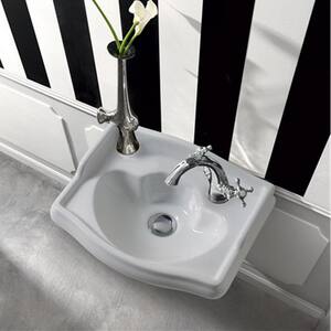 Heritage WSBC 1033 Glossy White Ceramic Rectangular Wall Mounted Bathroom Sink with Right Faucet Hole