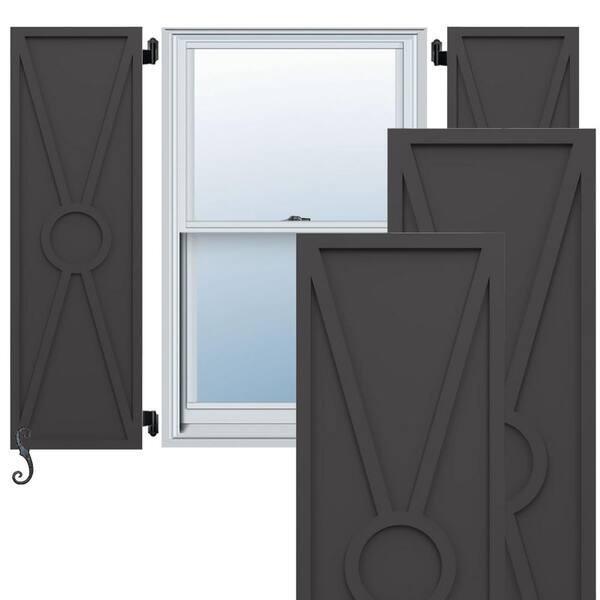 Ekena Millwork EnduraCore Santa Fe Modern Style 15 in. W x 31 in. H Raised Panel Composite Shutters Pair in Shadow Mountain