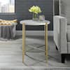 20 in. White Marble and Gold Simone Round Side Table