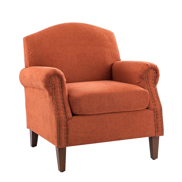 JAYDEN CREATION Gianluigi Orange Armchair with Nailhead Trims