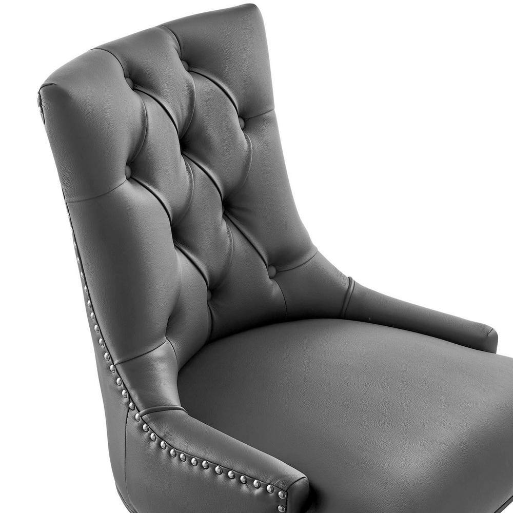 Gray Vegan Leather Tufted Swivel Office Chair