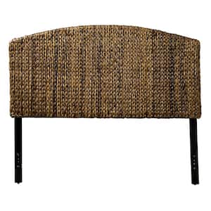 Kesara Deverson Brown Frame King Rattan Headboard with Metal Base and Pre-drilled Holes