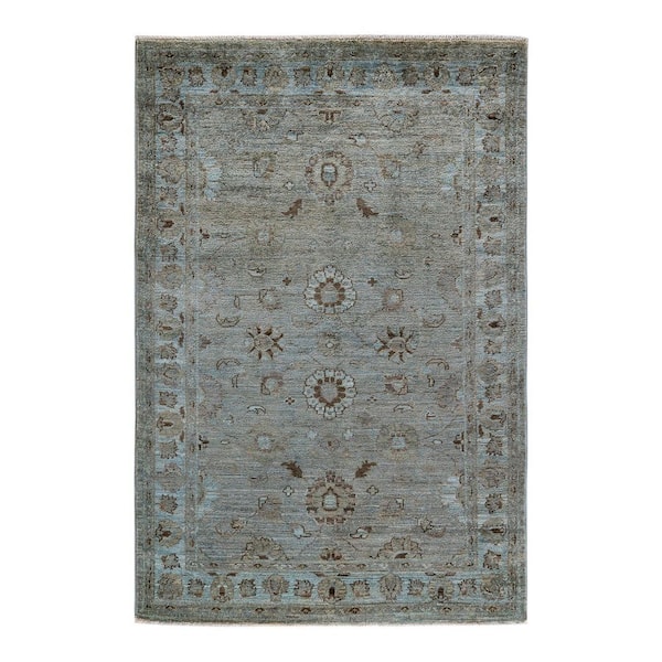 Overdyed Gray 4 x 6 Solid Wool Indoor Area Rug